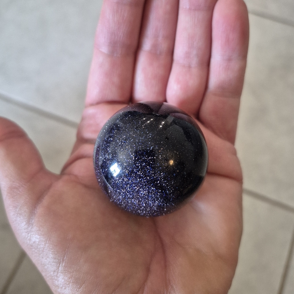 Blue Goldstone Crystal Sphere Orb #1 New - Picture 8 of 10